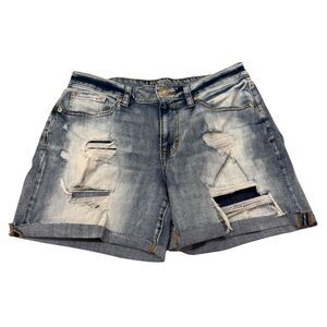 Maurices Distressed Mid‑Rise Denim Shorts - Size 10, Light Wash